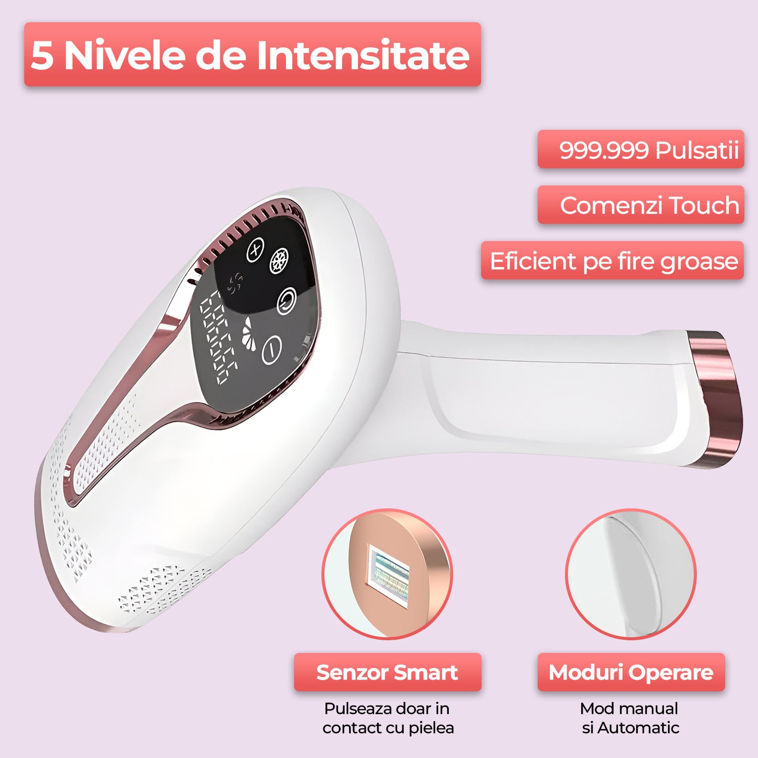 Epilator IPL Silky, Epilare Definitiva Fara Durere, 999.000 Impulsuri