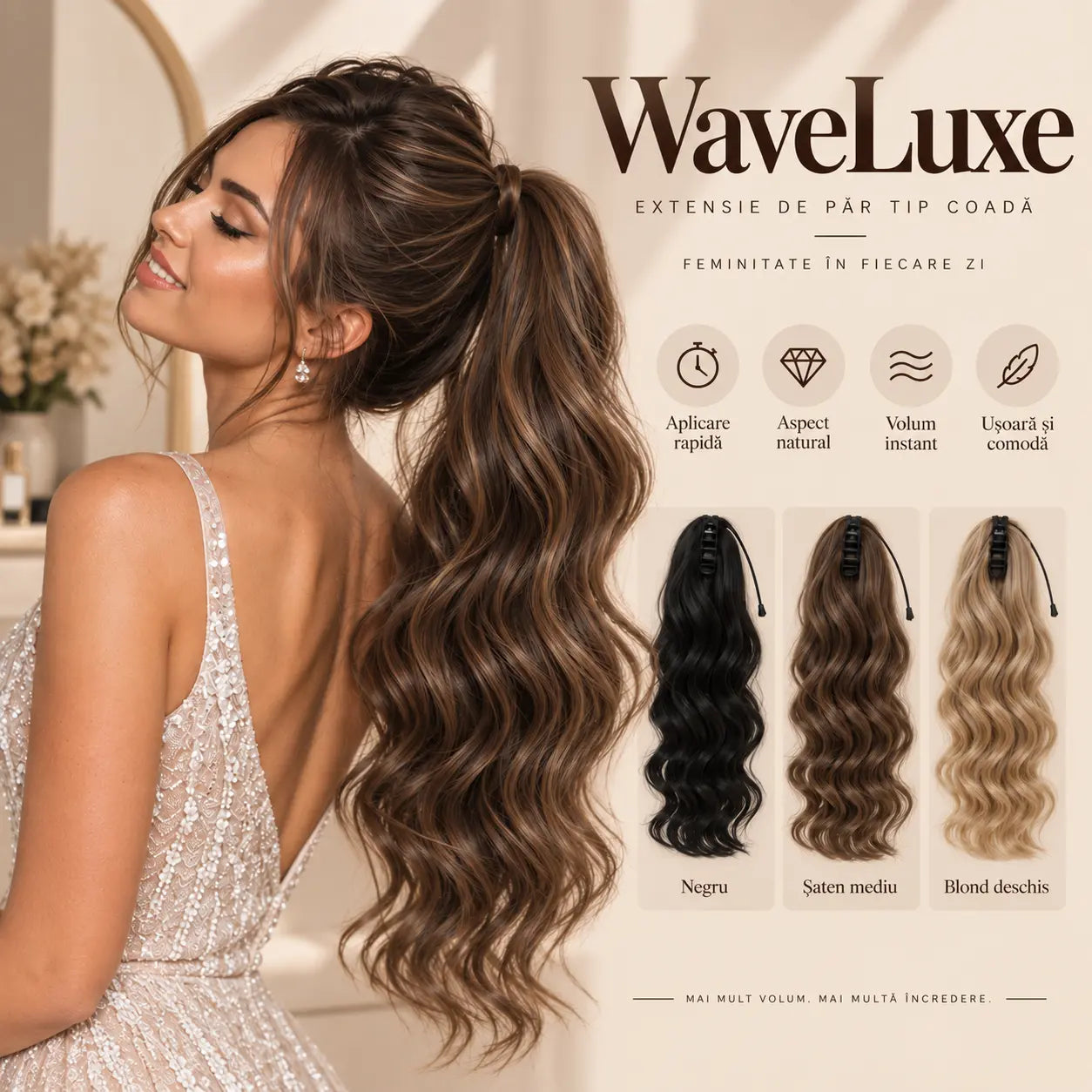 WaveLux Extensie de Par tip Coadă 66cm