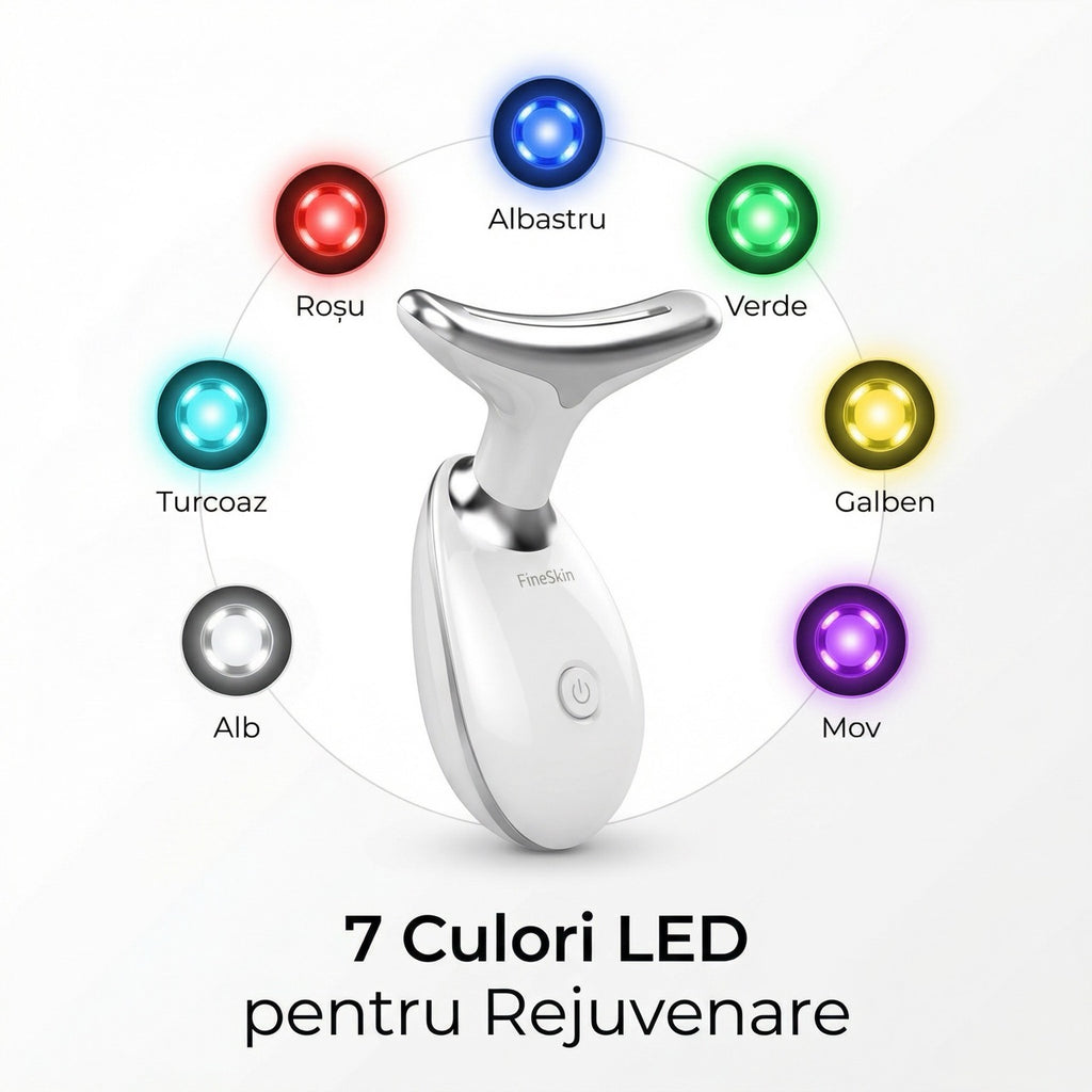 Dispozitiv Facial FineSkin pentru Ingrijirea Zonei Gatului si a Fetei, 7 Culori