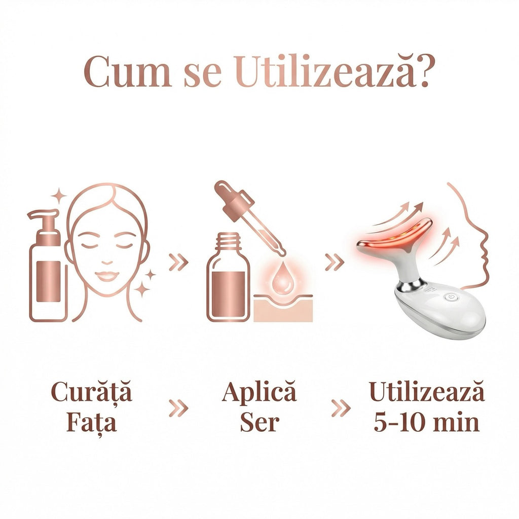 Dispozitiv Facial FineSkin pentru Ingrijirea Zonei Gatului si a Fetei, 7 Culori