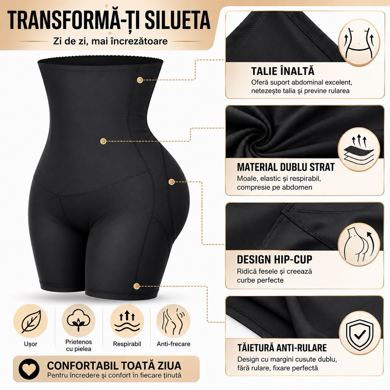 Pantaloni Modelatori cu Talie Inalta - TummyControl