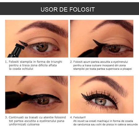 Set Eyeliner Gel, Stampila si Pensula V-Stamp